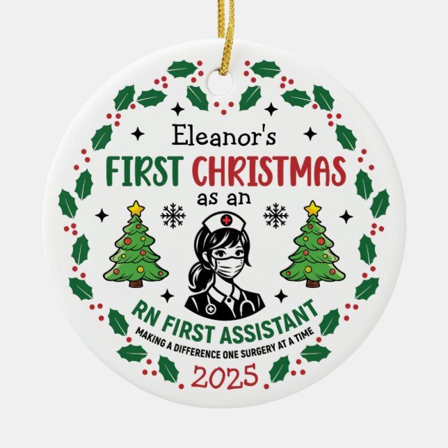 Registered Nurse First Assistant Christmas Tree Ceramic Ornament (Front)
