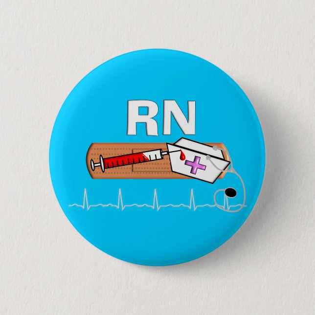 Registered Nurse Gifts "RN" Pinback Button (Front)