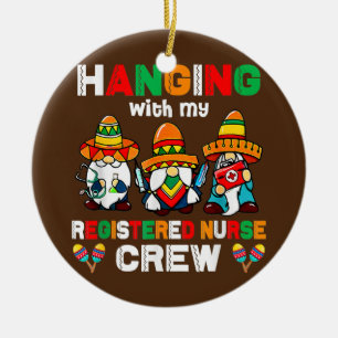 Registered Nurse Gnome Cinco De Mayo Mexican Ceramic Ornament