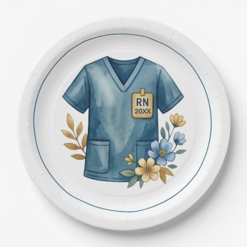 Registered Nurse Graduation Floral Design Paper Plates