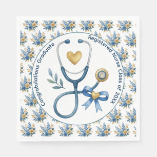 Registered Nurse Graduation Stethoscope Design Napkins
