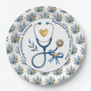 Registered Nurse Graduation Stethoscope Design Paper Plates