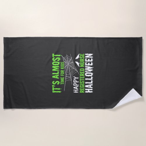 Registered Nurse Halloween Spiderweb and Raven Beach Towel