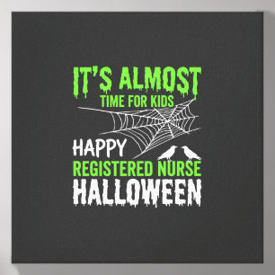 Registered Nurse Halloween Spiderweb and Raven Canvas Photo Tile