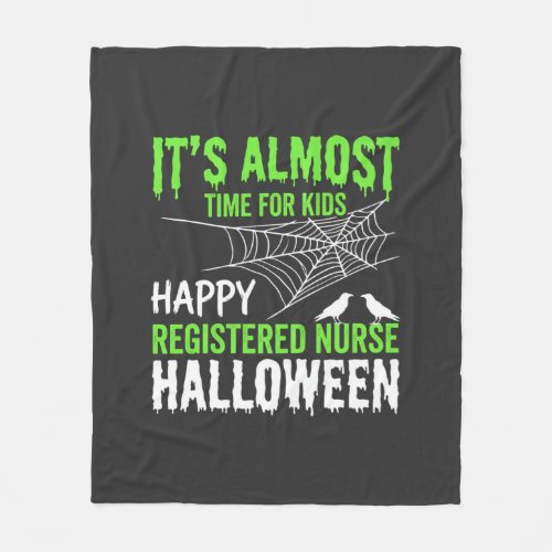 Registered Nurse Halloween Spiderweb and Raven Fleece Blanket