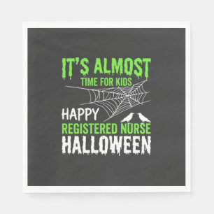 Registered Nurse Halloween Spiderweb and Raven Napkins