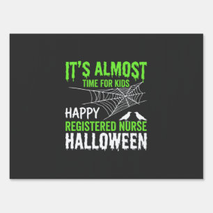 Registered Nurse Halloween Spiderweb and Raven Sign