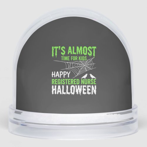 Registered Nurse Halloween Spiderweb and Raven Snow Globe