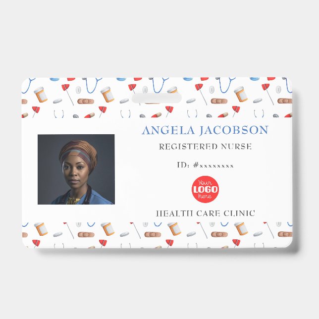 Registered Nurse Healthcare Logo Barcode ID Badge (Front)