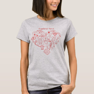 Registered Nurse Heart Medical Doodle T-Shirt