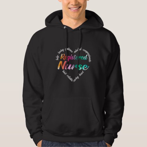 Registered Nurse Heart Word Cloud Watercolor Hoodie