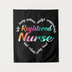 Registered Nurse Heart Word Cloud Watercolor Tapestry