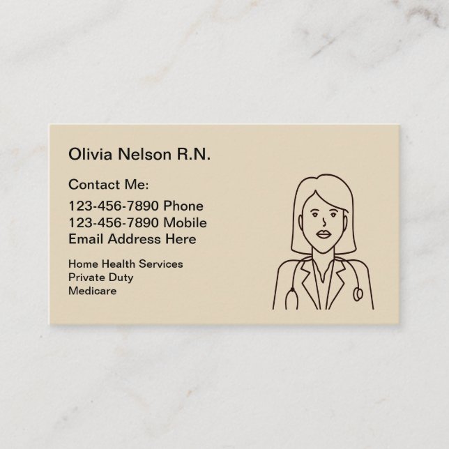 Registered Nurse Home Health Business Card (Front)