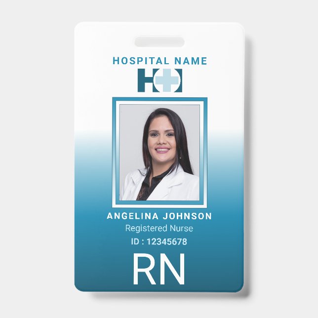 Registered Nurse ID Identification Name Photo Badge (Front)
