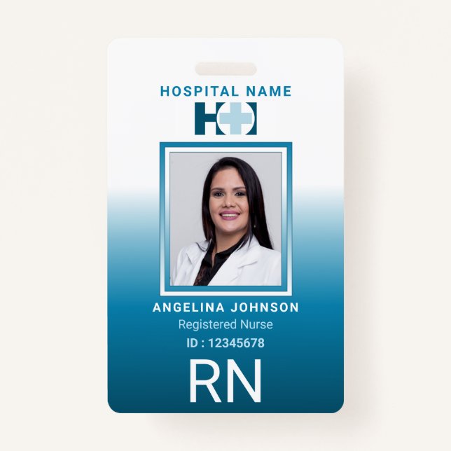 Registered Nurse ID Identification Name Photo Blue Badge (Front)