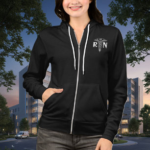 Registered nurse jacket RN with caduceus symbol Hoodie