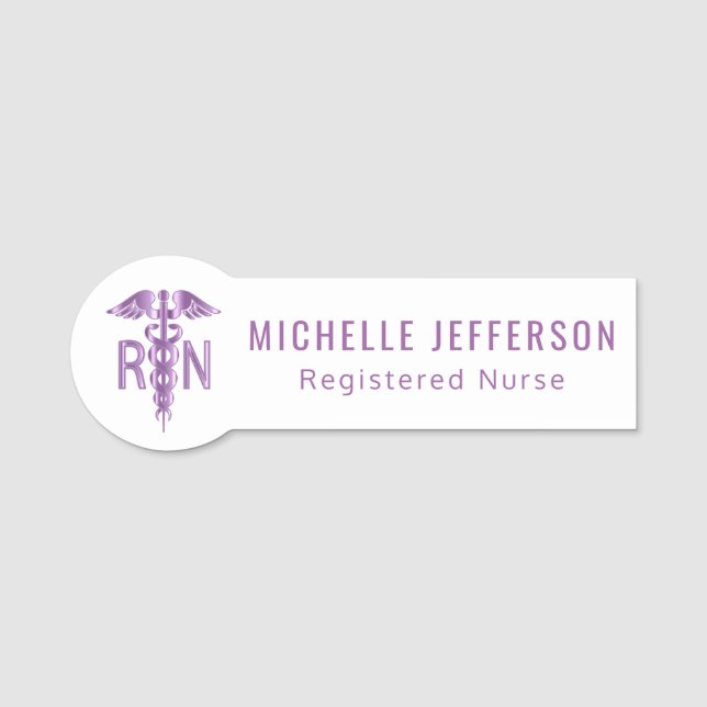 Registered Nurse - Logo -  Purple Name Tag (Front)