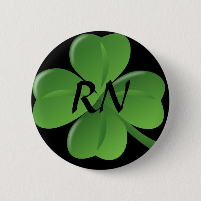 Registered Nurse Lucky Green Shamrock Button (Front)