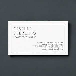 Registered Nurse Luxury Minimalist Black White Business Card