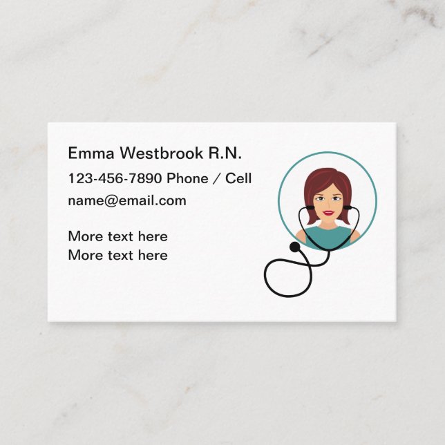 Registered Nurse Medical Business Cards (Front)
