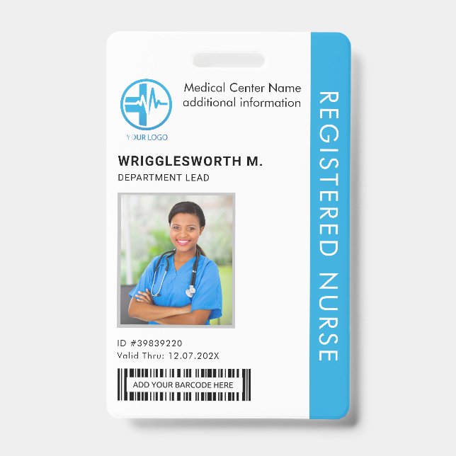 Registered Nurse Medical Center Employee Photo ID Badge (Front)