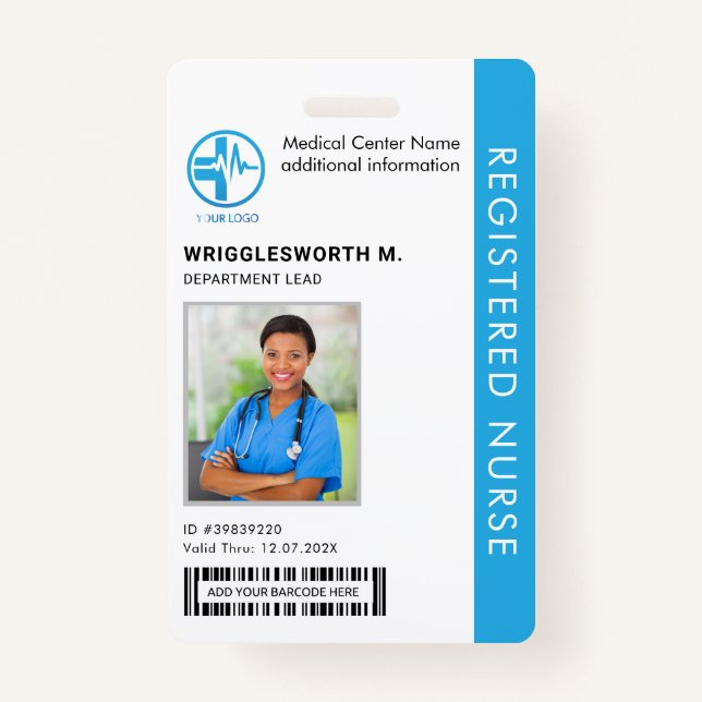 Registered Nurse Medical Center Employee Photo ID Badge (Front)