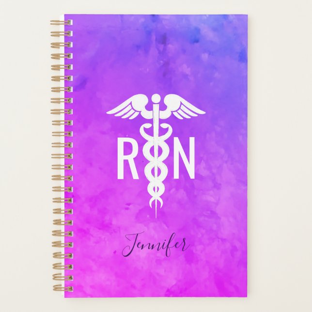 Registered Nurse Medical Pink Purple Personalized Planner (Front)