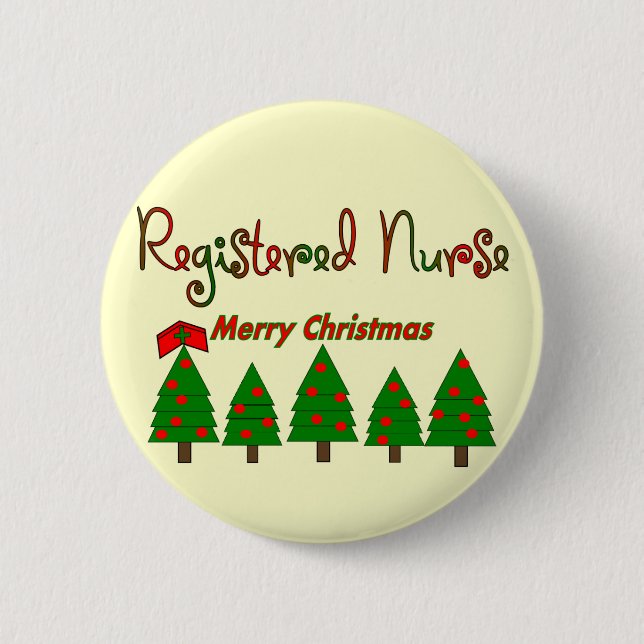 Registered Nurse MERRY CHRISTMAS TREES Pinback Button (Front)