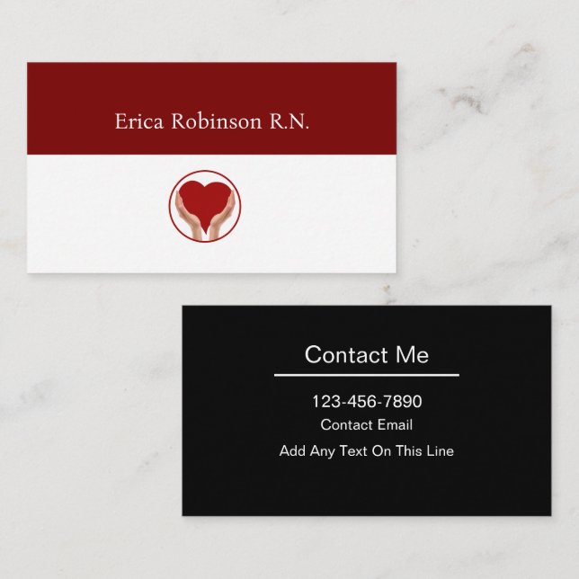 Registered Nurse Modern Heart Symbol Business Card (Front/Back)