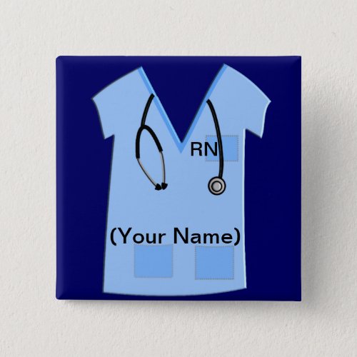 Registered Nurse Name Badge Button Bue