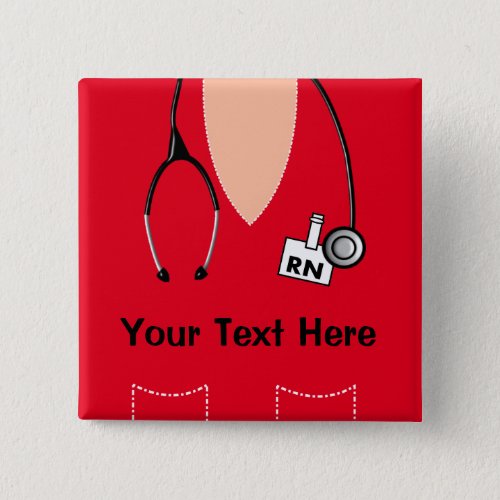 Registered Nurse Name Badge Button RED