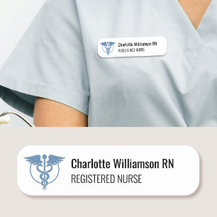 Registered Nurse Name Tag ID Badge Logo Gray