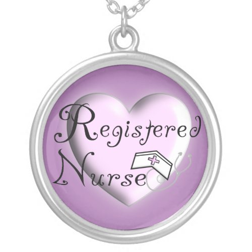 Registered Nurse Necklace Sterling Silver purple