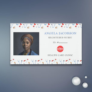 Registered Nurse Photo Healthcare Logo Pattern Name Tag