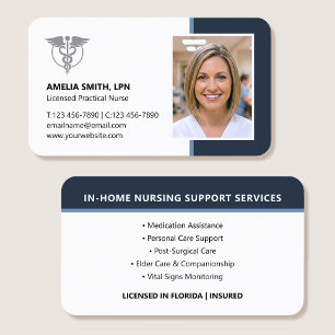Registered Nurse Photo Logo Modern Gray Business Card