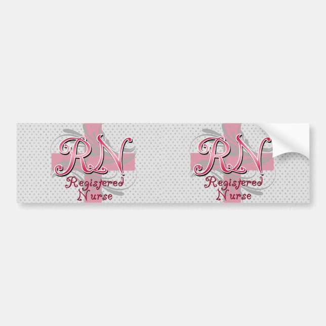 Registered Nurse, Pink Cross Swirls Bumper Sticker (Front)