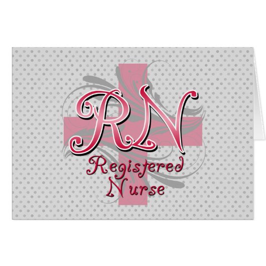 Registered Nurse, Pink Cross Swirls Cards (Front Horizontal)