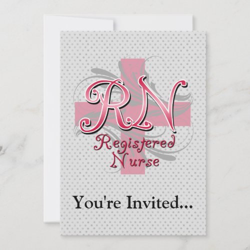 Registered Nurse, Pink Cross Swirls Invitations