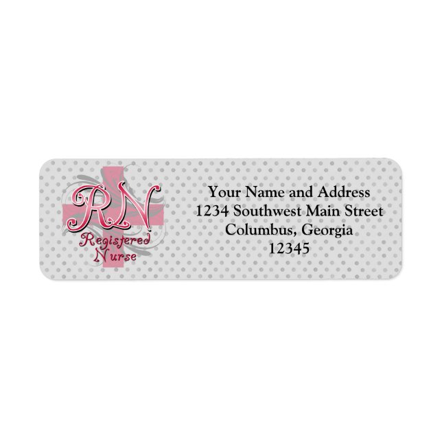 Registered Nurse, Pink Cross Swirls Label (Front)
