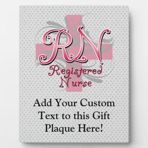 Registered Nurse Pink Cross Swirls Plaque