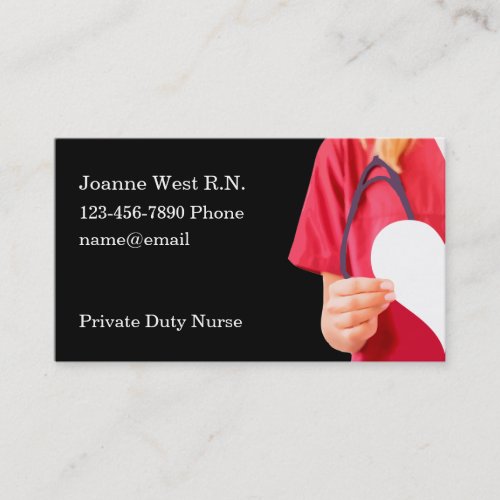 Registered Nurse Private Duty Service Business Card