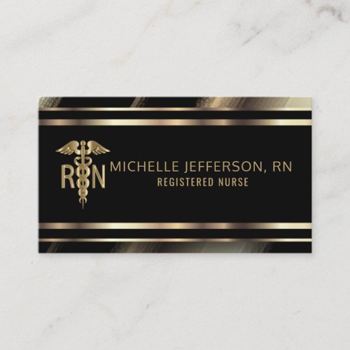 Registered Nurse Professional in Gold and Black Business Card