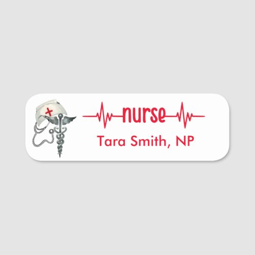 Registered Nurse RN Badge Cute Red Stethoscope