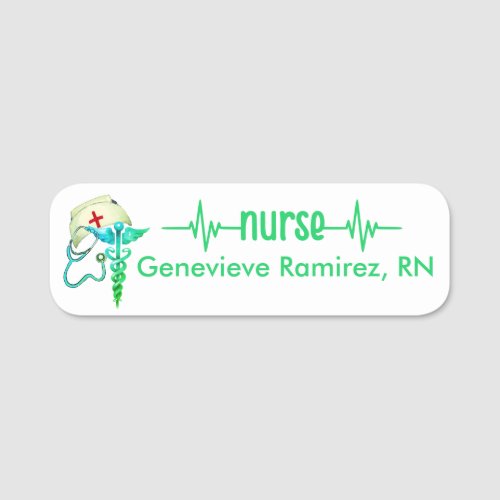 Registered Nurse RN Badge Green Teal Stethoscope