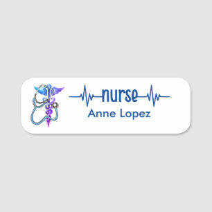 Registered Nurse RN Badge Navy Blue Pink Modern