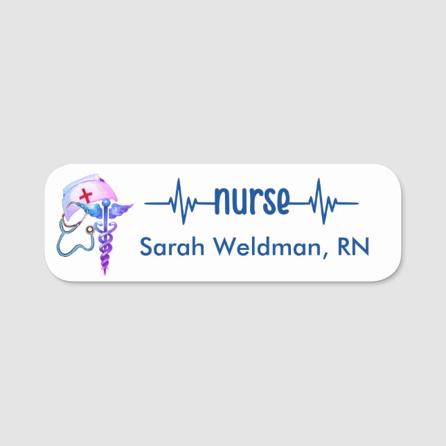 Registered Nurse RN Badge Navy Blue Stethoscope (Front)