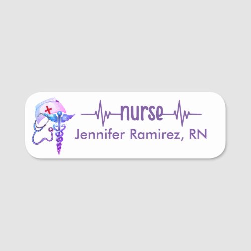 Registered Nurse RN Badge Purple Pink Stethoscope