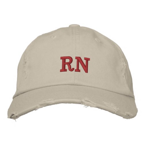 Registered Nurse RN Beige Red Embroidered Baseball Cap