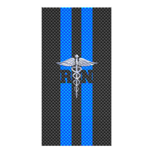 Registered Nurse RN Caduceus Carbon Fiber Decor Card