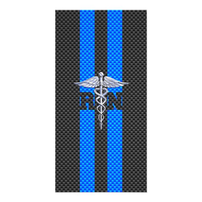 Registered Nurse RN Caduceus Carbon Fiber Decor Card (Front)